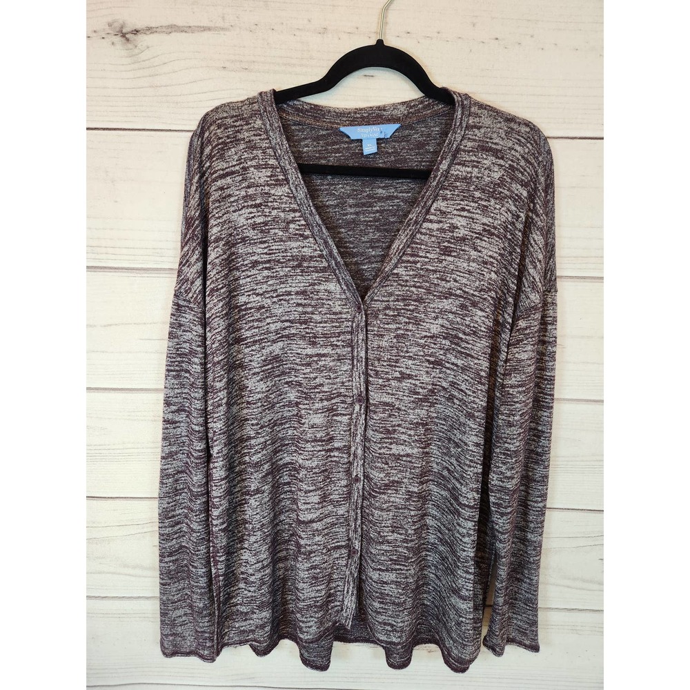 Simply Vera Women's Purple Solid V-Neck Long Sleeve Button Front Cardigan XL